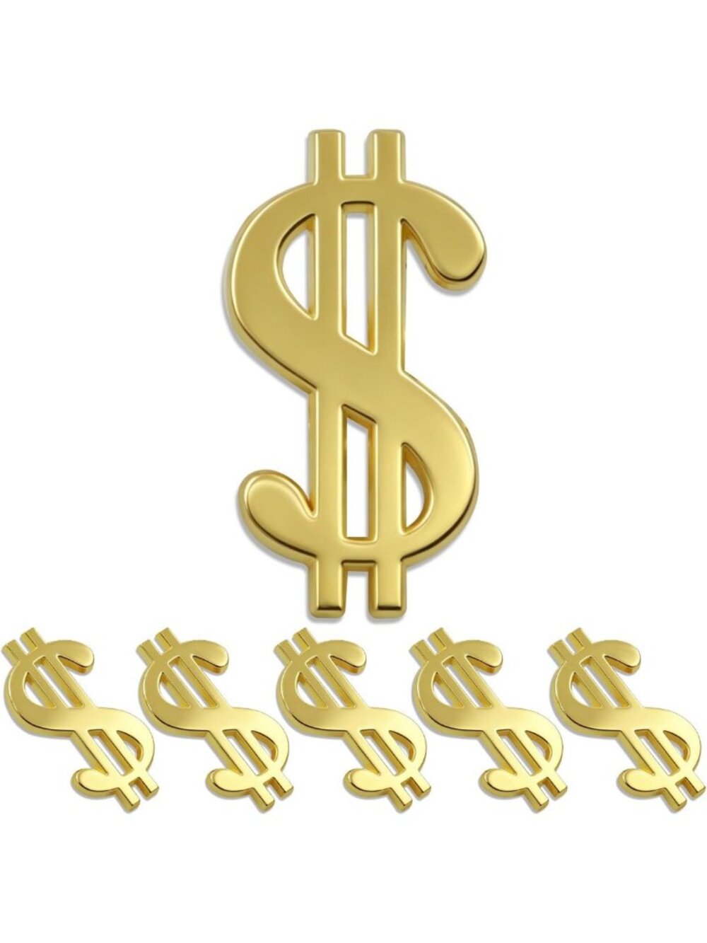 Gold Plated Dollar Sign Lapel Pins - Bulk Set of 10/20/50/100 - Money Badge